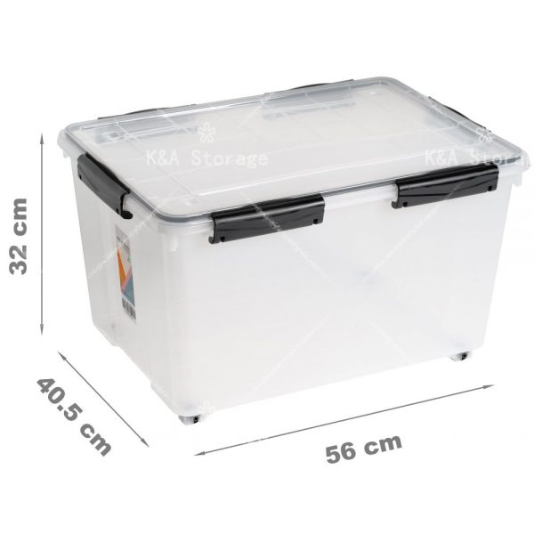 PACK OF 2-55L LARGE UNDERBED PLASTIC WHEELED STORAGE BOX CONTAINER FOLDING LID 